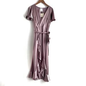 🆕 Dress Forum flutter sleeve wrap dress soft purple size medium NWT